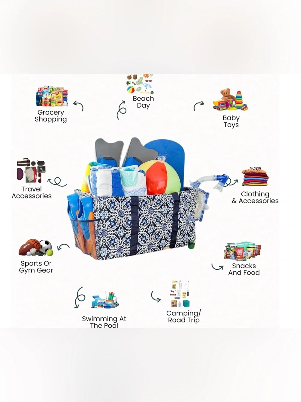 Lucazzi XL Foldable Utility Tote Bag Whale Print Beach Grocery Storage NWOT